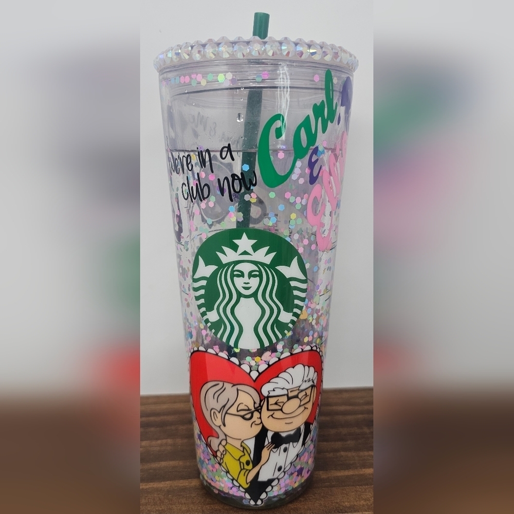 Customized Starbucks Snow Globe Venti 24oz Tumbler Disney Up Carl & Ellie Jewels
